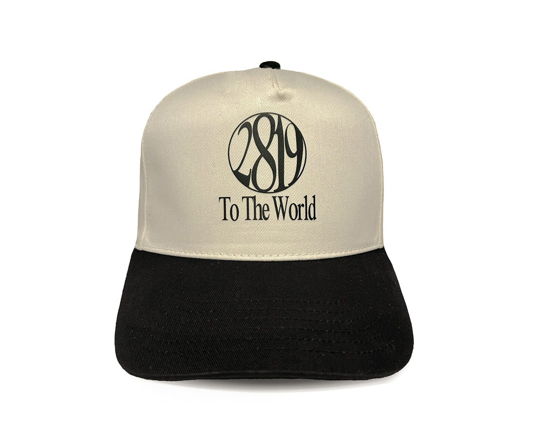 2819 To The World Pinch Front Hat- Cream & Black