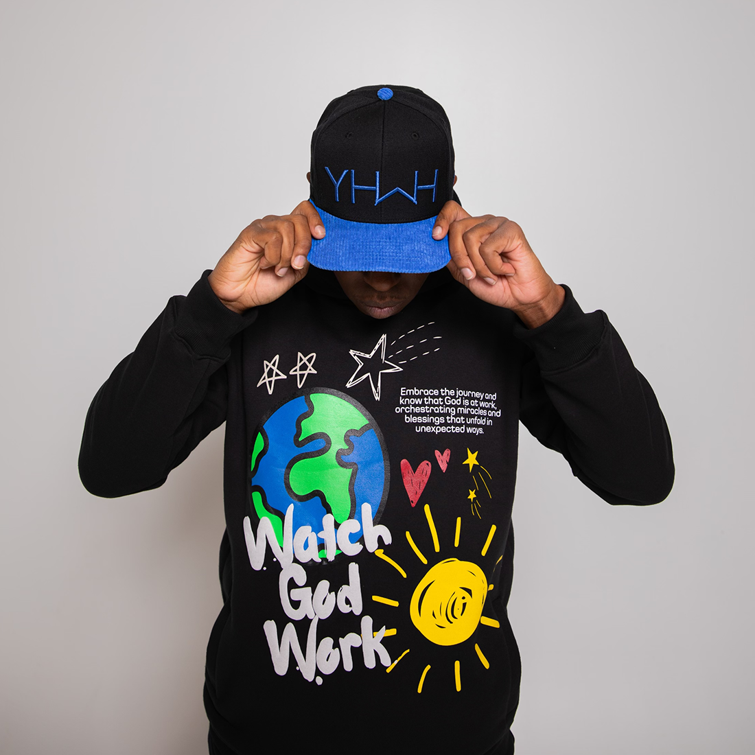 Corduroy YHWH Snapback - Blue & Black