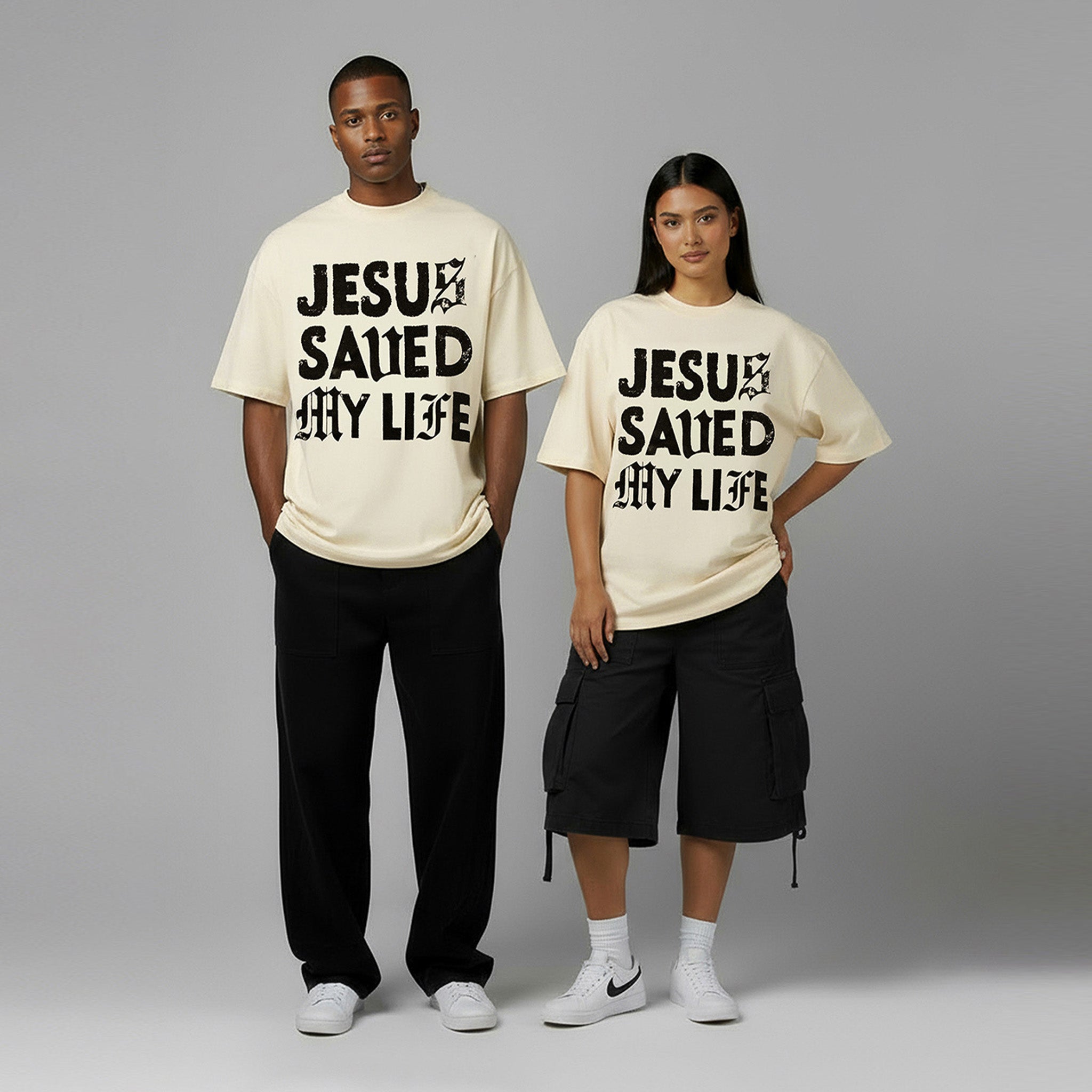 Jesus Saved My Life Tee- Cream
