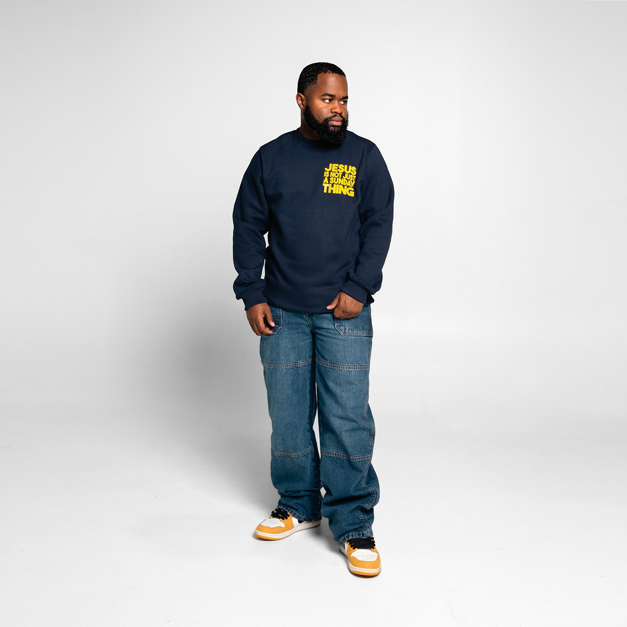 Jesus Is Not Just A Sunday Thing Crew-Navy