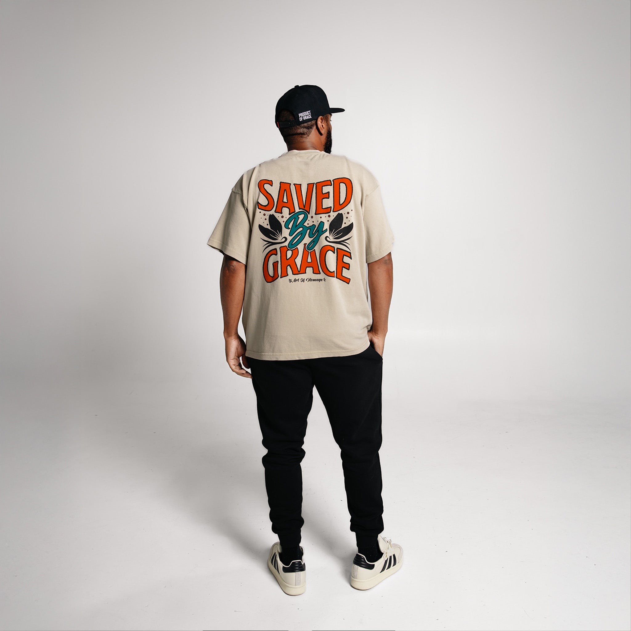 Saved By Grace Oversized Tee - Sand