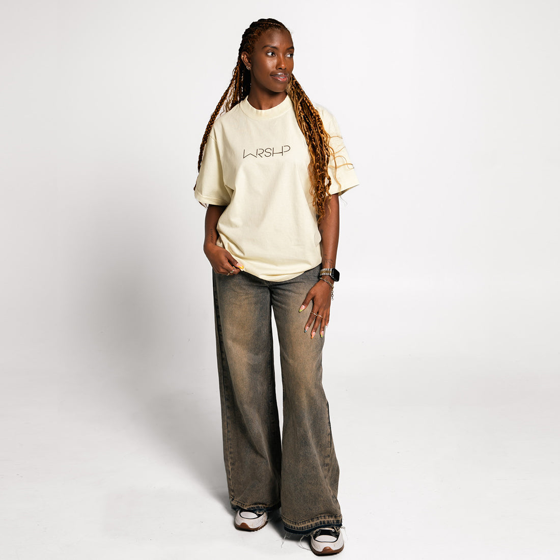 Tailored Oversized WRSHP Tee - Cream