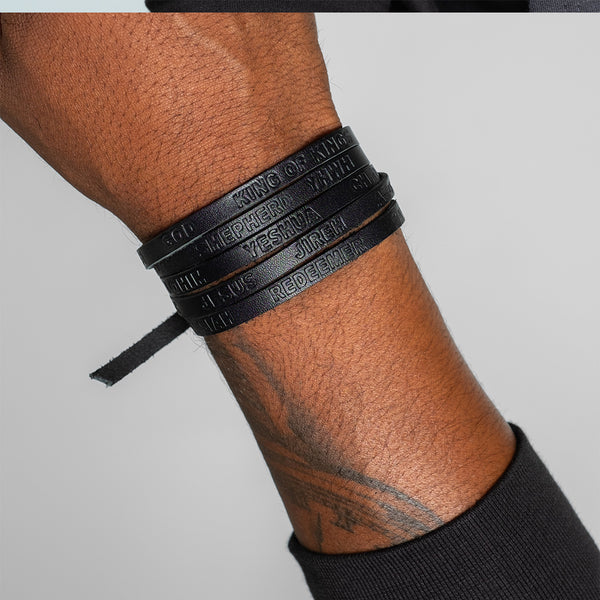 Soft Grain Leather WristPack - Names of God (Black)