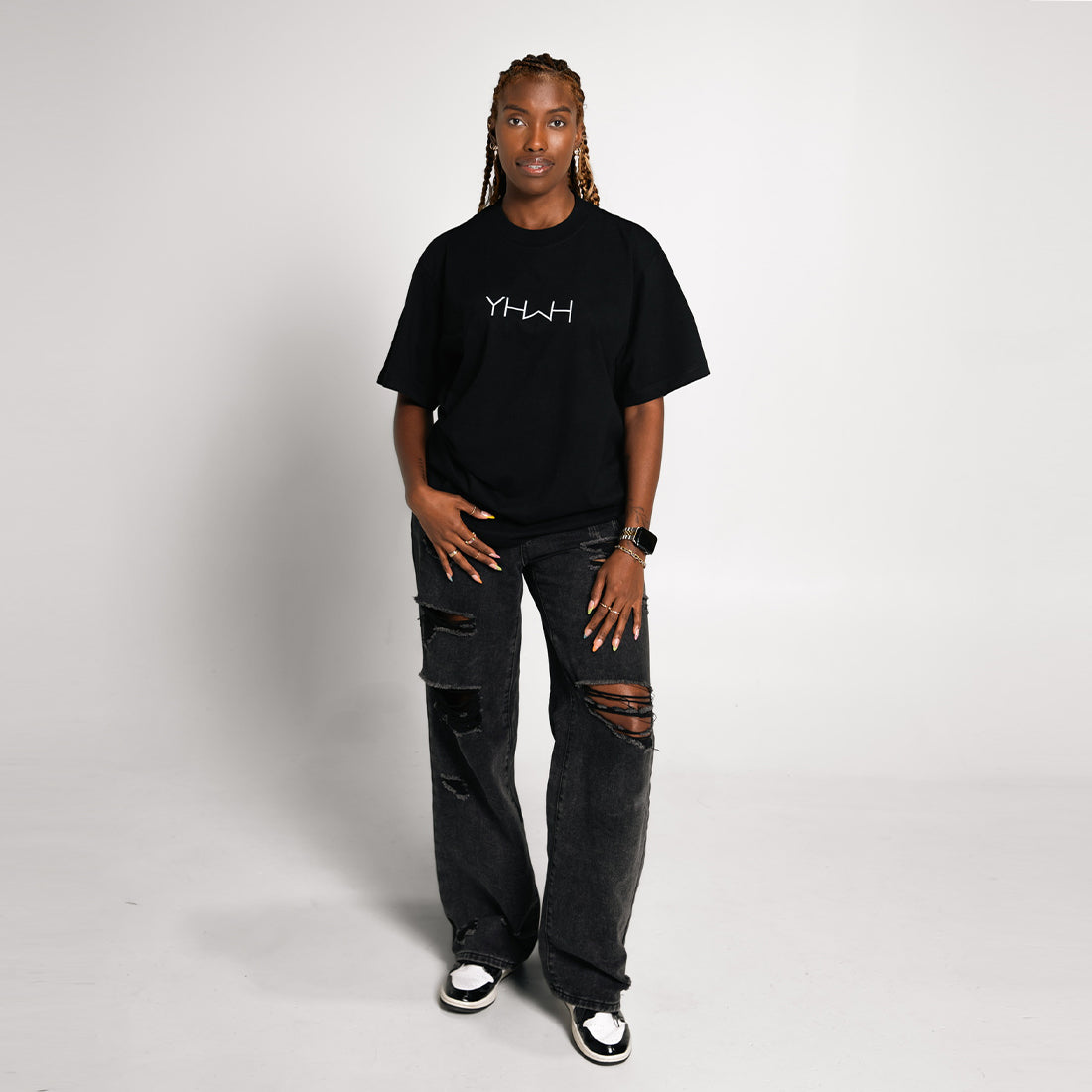 Tailored Oversized YHWH Tee - Black