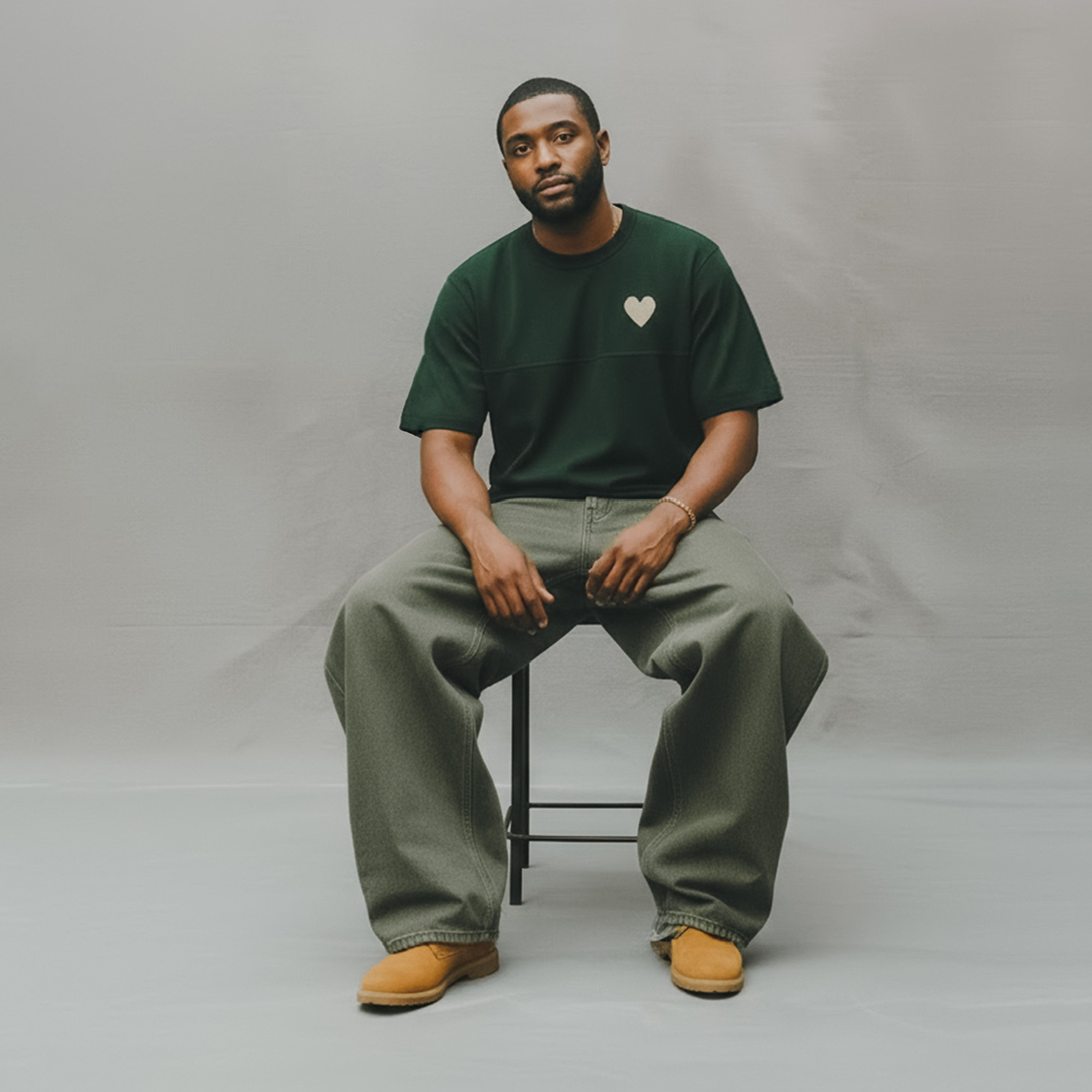 By His MRCY Heavy Knit Tee-Green