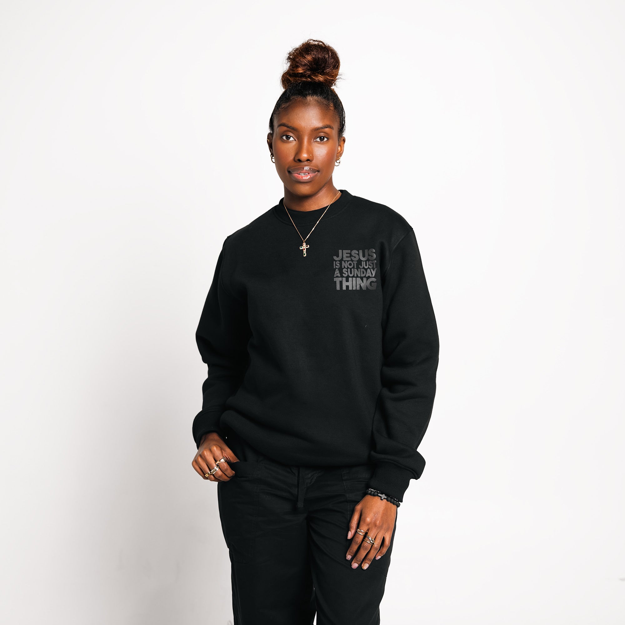 Jesus Is Not Just A Sunday Thing Crew-Black