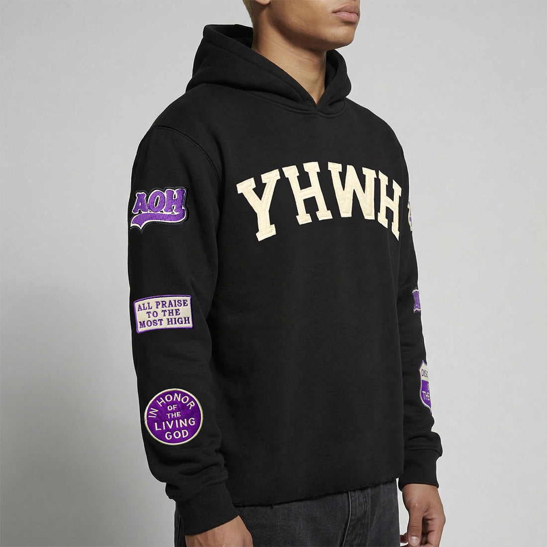 YHWH Patchwork Crop Hoodie
