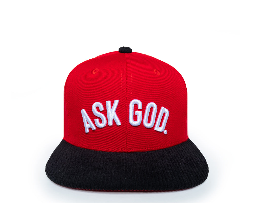 Ask God Snapback - Red & Black