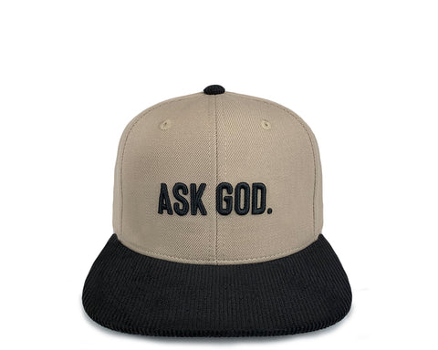 Ask God Snapback - Tan & Cord