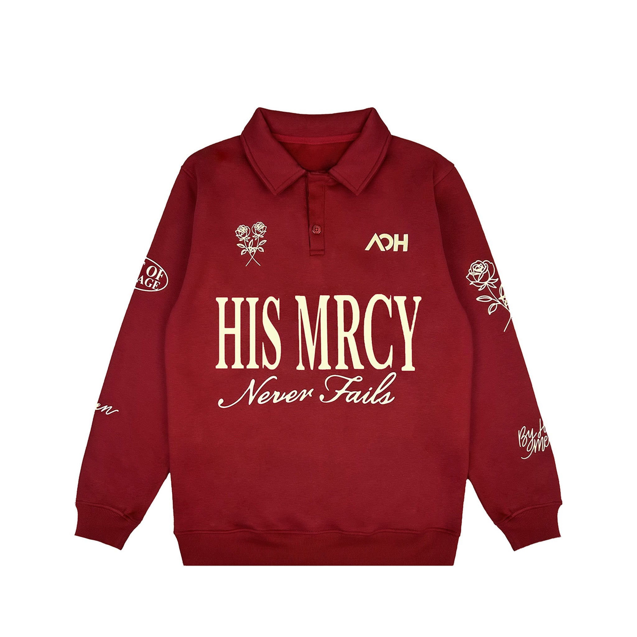 His MRCY Never Fails Collared Pullover