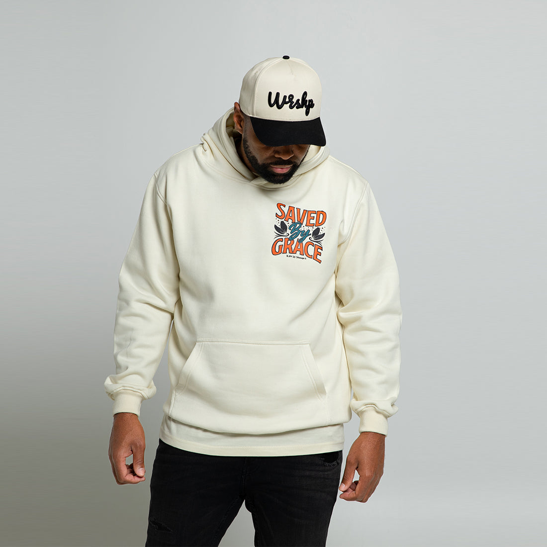 Saved By Grace Hoodie + FREE Tee - Cream