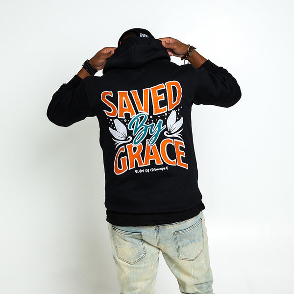 Saved By Grace Hoodie-Black