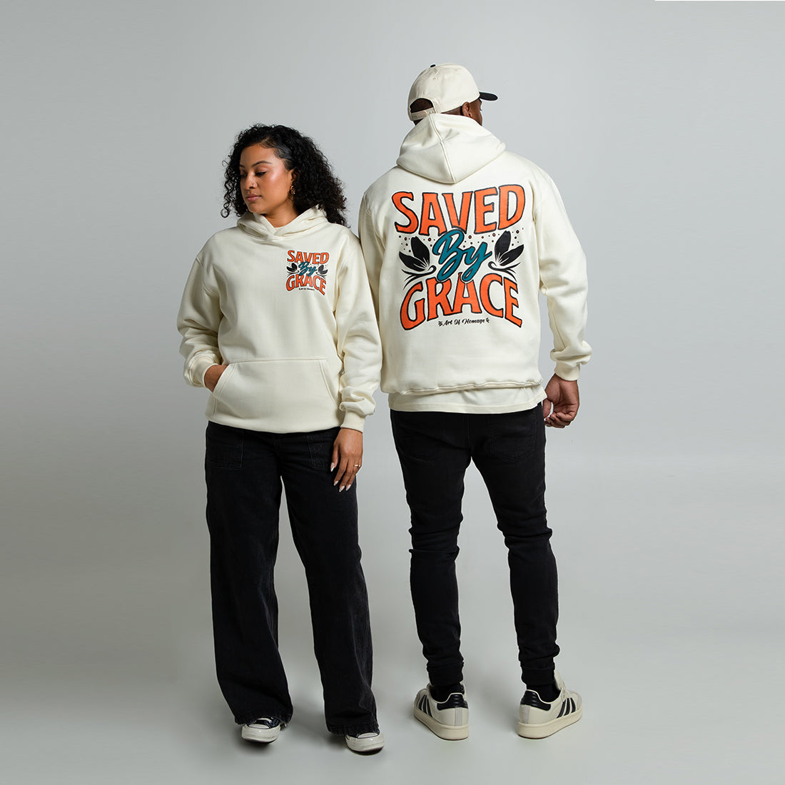 Saved By Grace Hoodie + FREE Tee - Cream