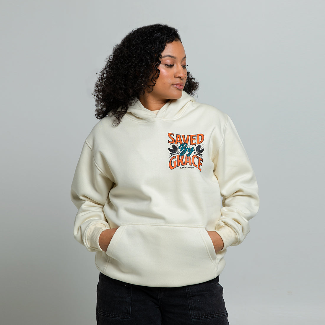 Saved By Grace Hoodie + FREE Tee - Cream