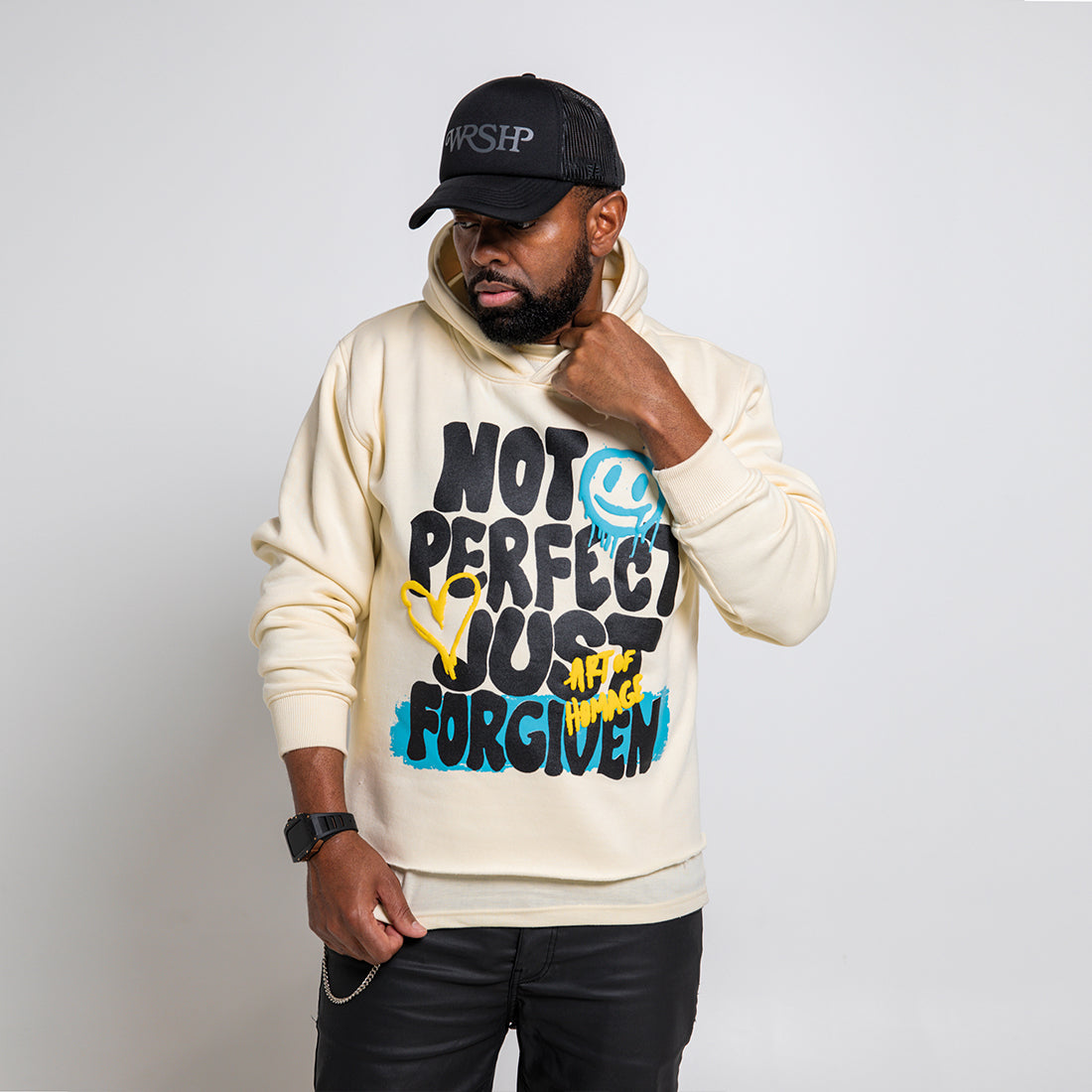 Not Perfect, Just Forgiven - Cropped Puff Hoodie