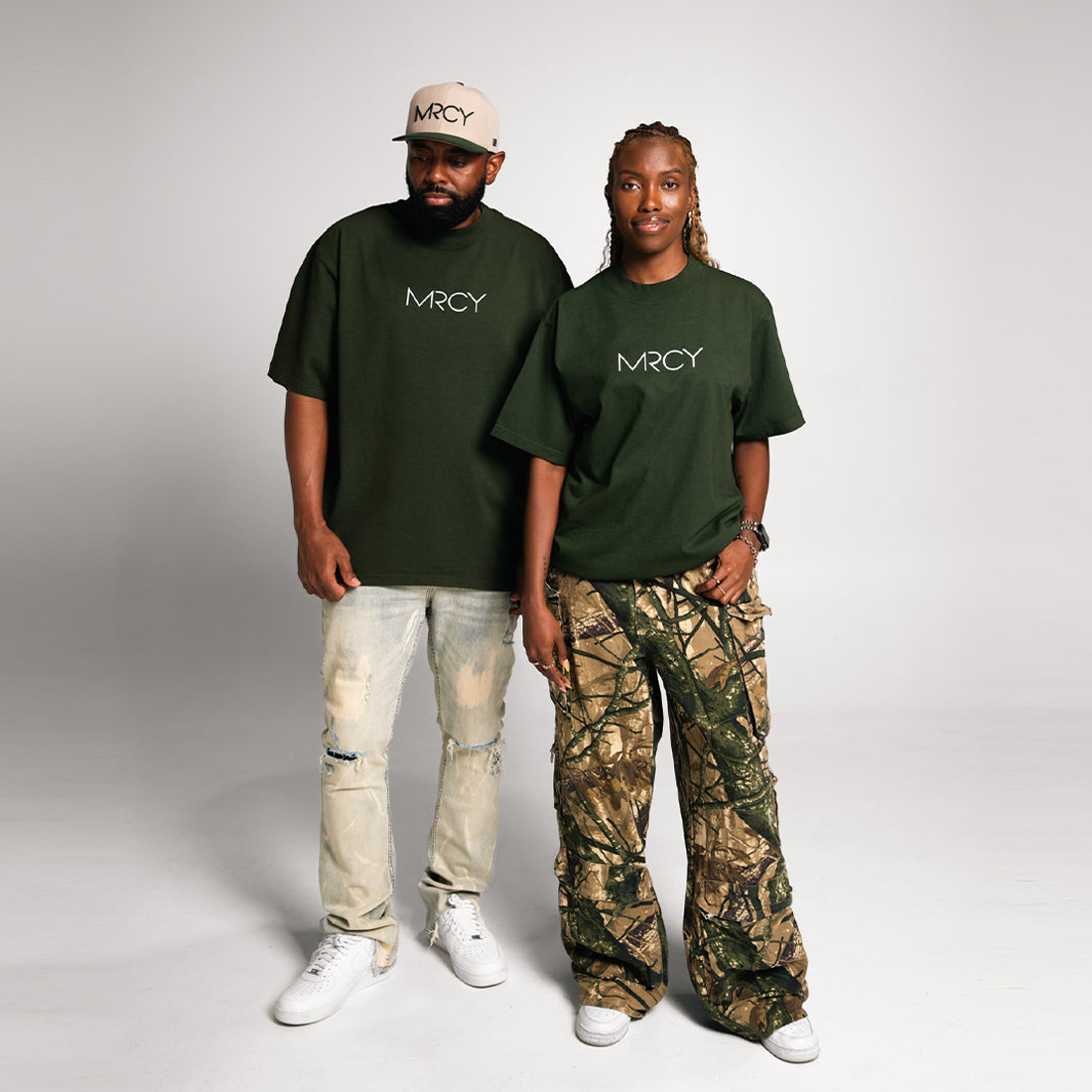 Tailored Oversized MRCY Tee - Forrest Green