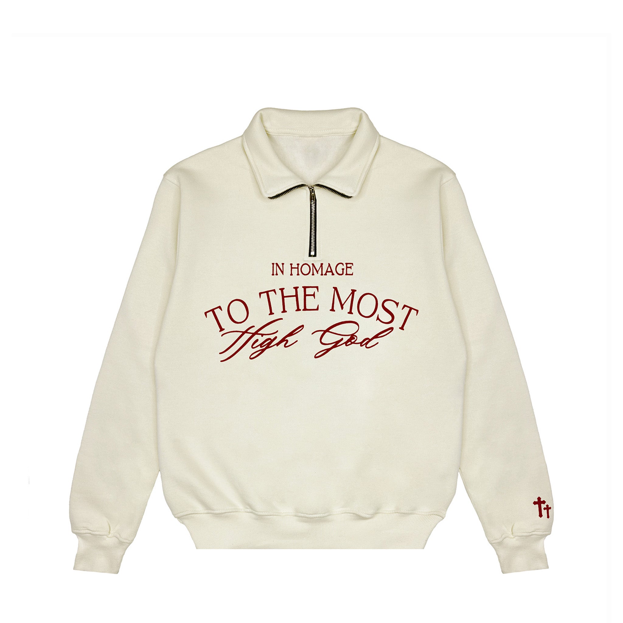 Most High Quarter Zip-Cream & Red