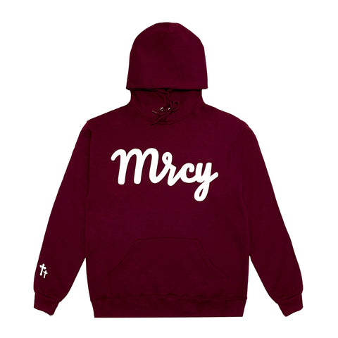 Luxury Cursive MRCY Hoodie  - Maroon