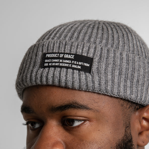 Chunky Knit Product of Grace Beanie - Gray