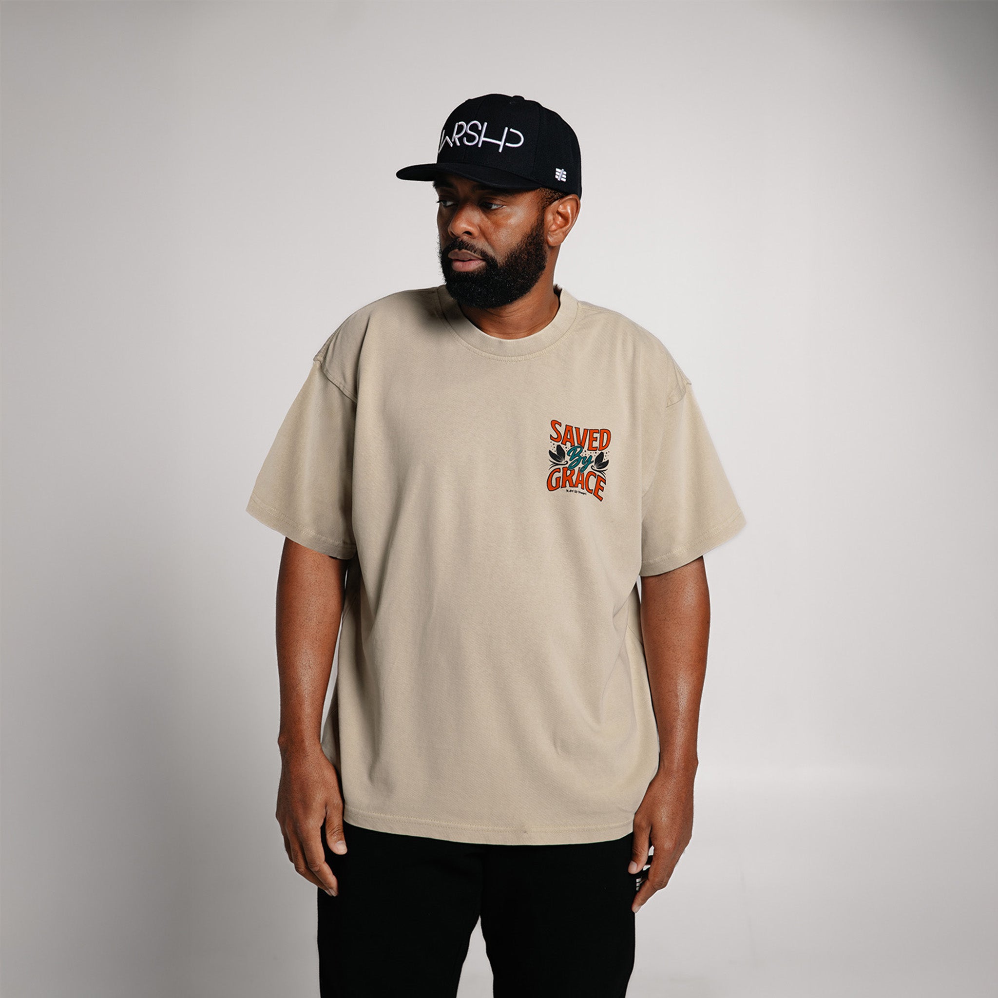 Saved By Grace Oversized Tee - Sand