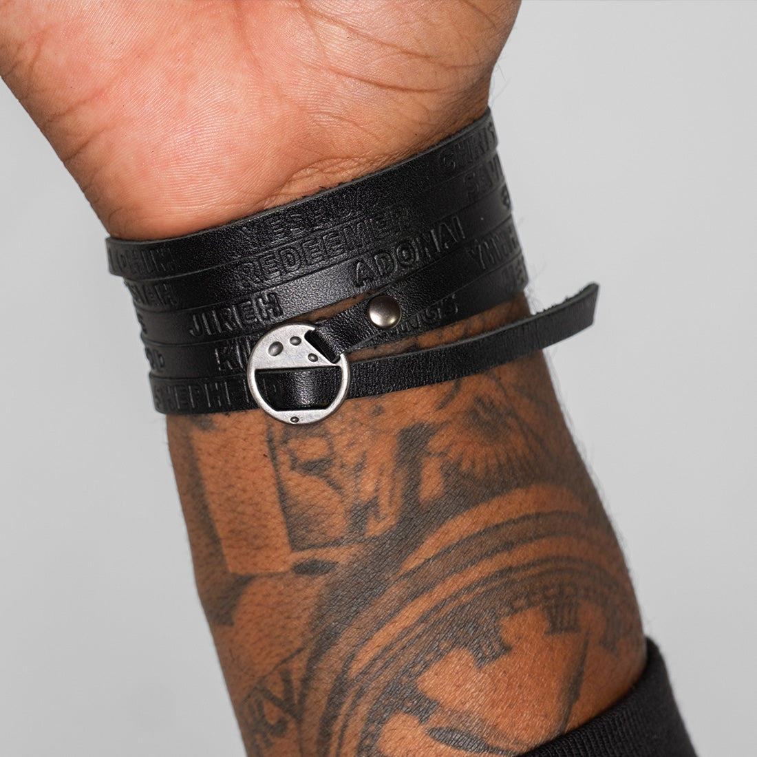 Soft Grain Leather WristPack - Names of God (Black)