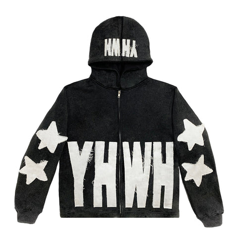 Distressed YHWH Star Zip Up