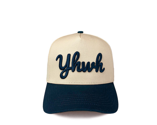 Cursive YHWH Curved Brim Hat - Navy