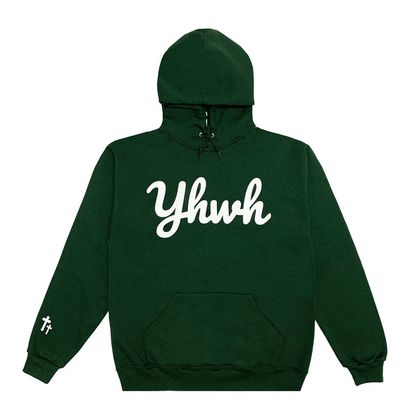 Luxury Cursive YHWH Hoodie  - Forrest Green