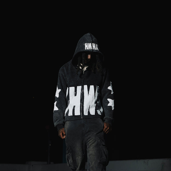 Distressed YHWH Star Zip Up