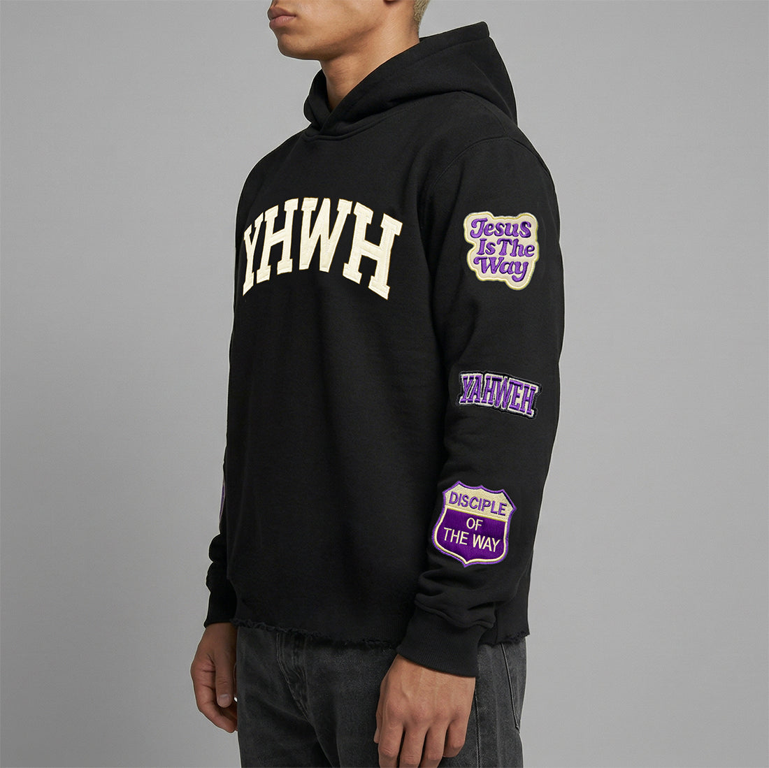 YHWH Patchwork Crop Hoodie