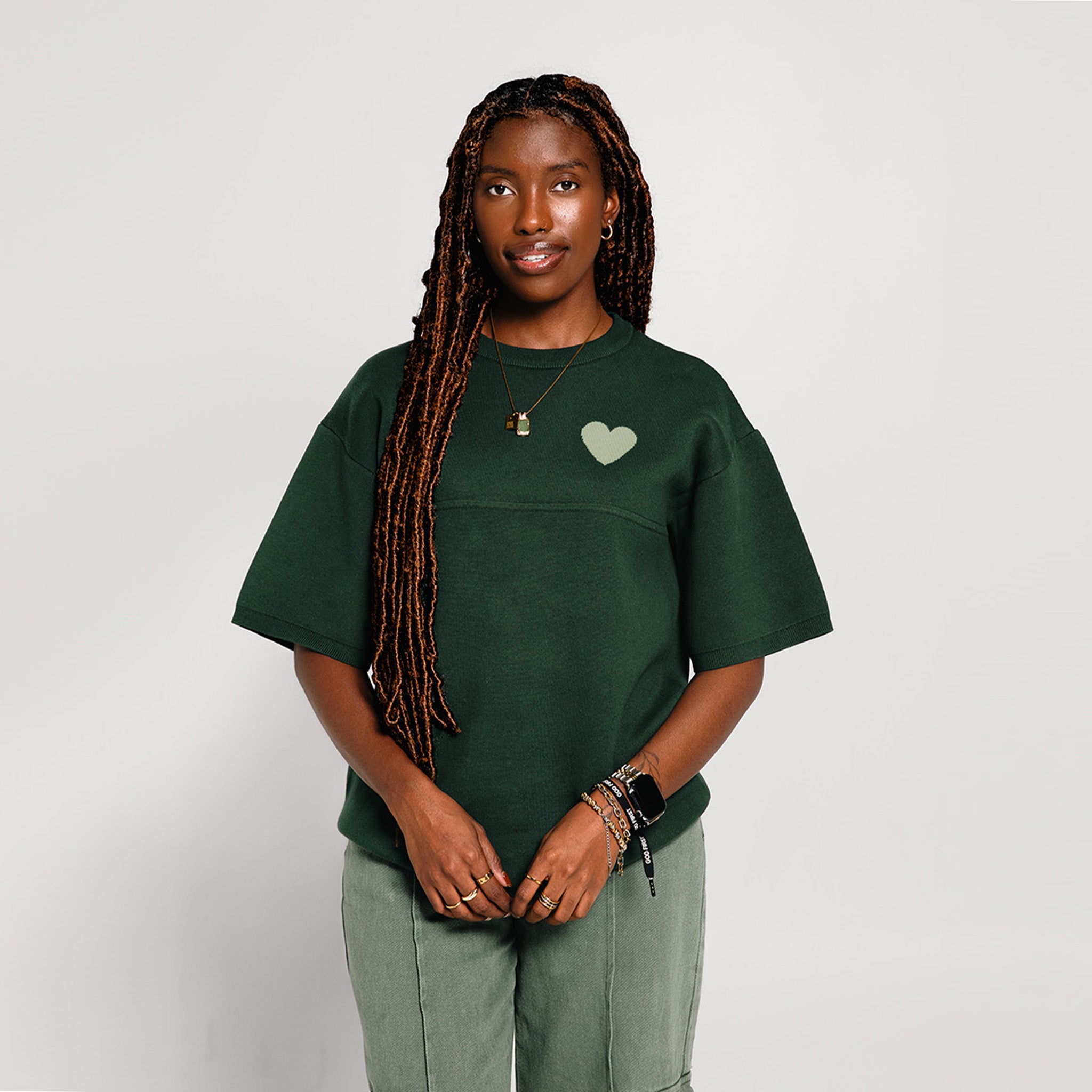 By His MRCY Heavy Knit Tee-Green