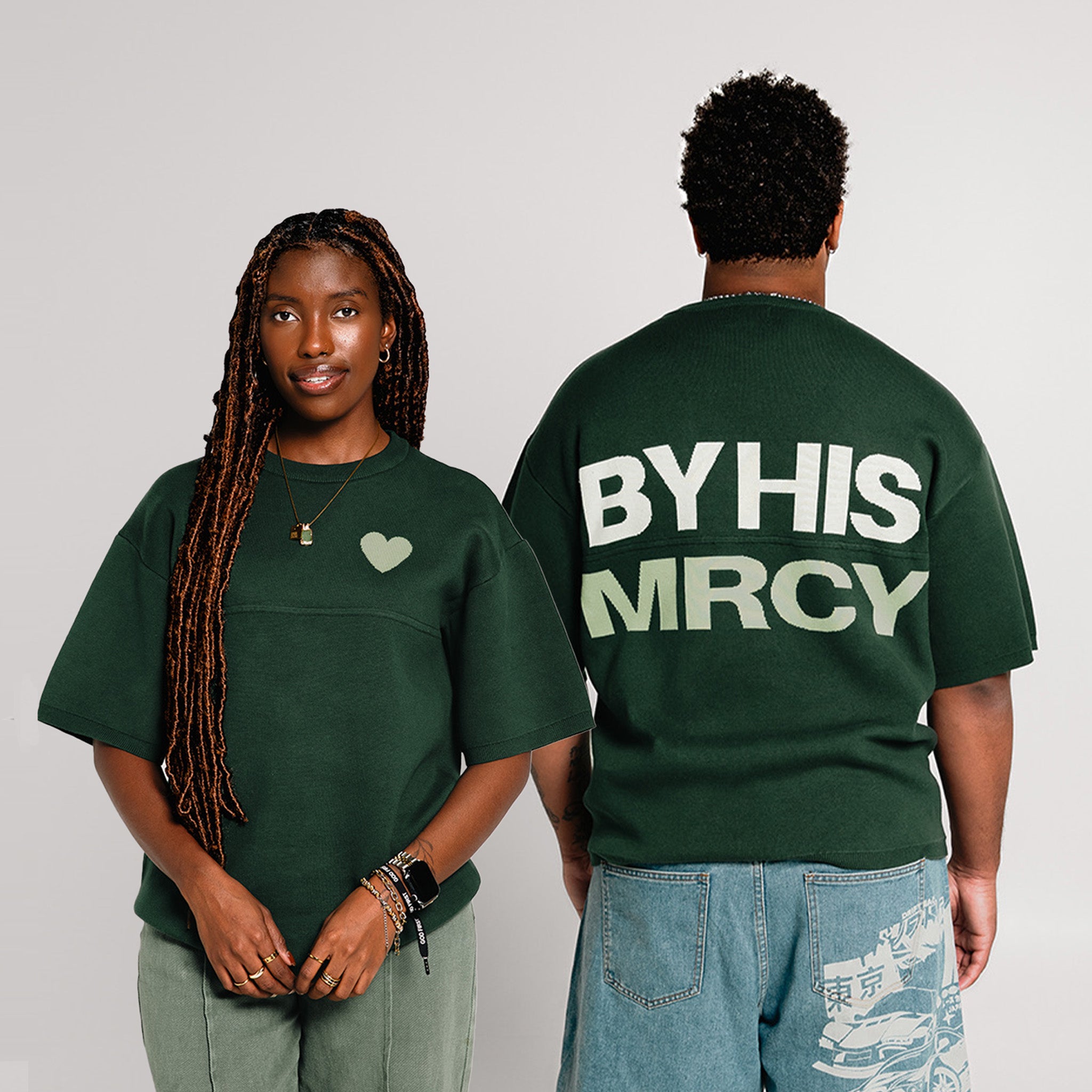 By His MRCY Heavy Knit Tee-Green