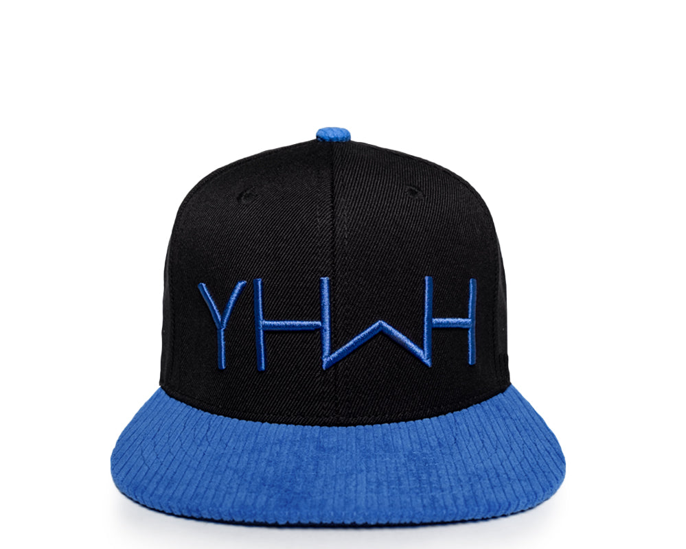 Corduroy YHWH Snapback - Blue & Black