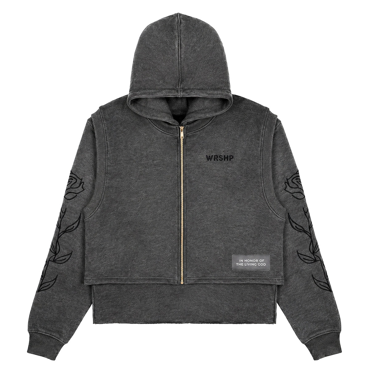 jesus　Providence P-3LD AB box + 2LOOP WRSHP Jesus Dual Layered Hoodie- Gray
