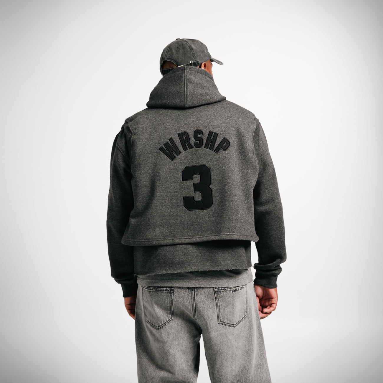 WRSHP Jesus Dual Layered Hoodie- Gray