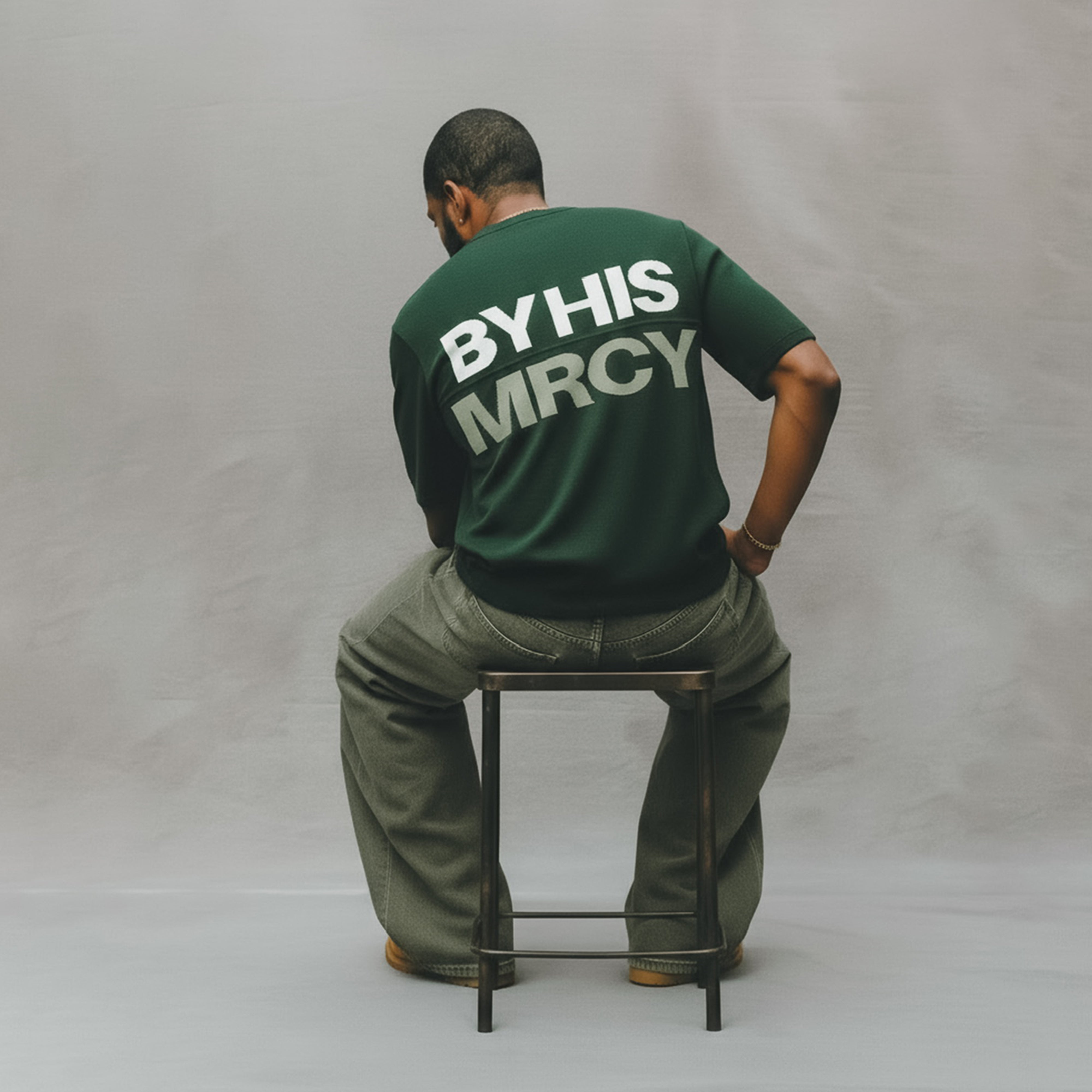 By His MRCY Heavy Knit Tee-Green