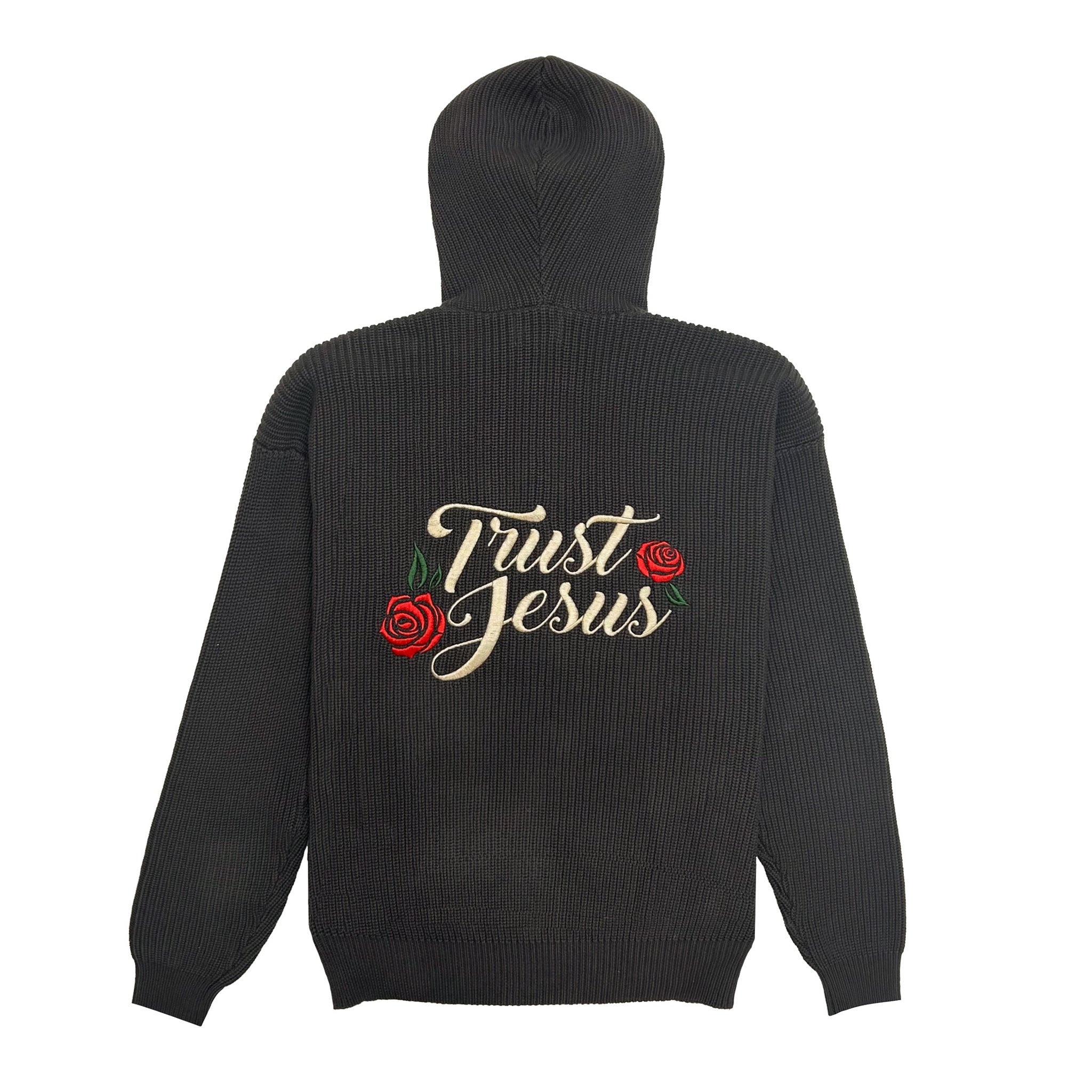 Chunky Knit Trust Jesus Hoodie