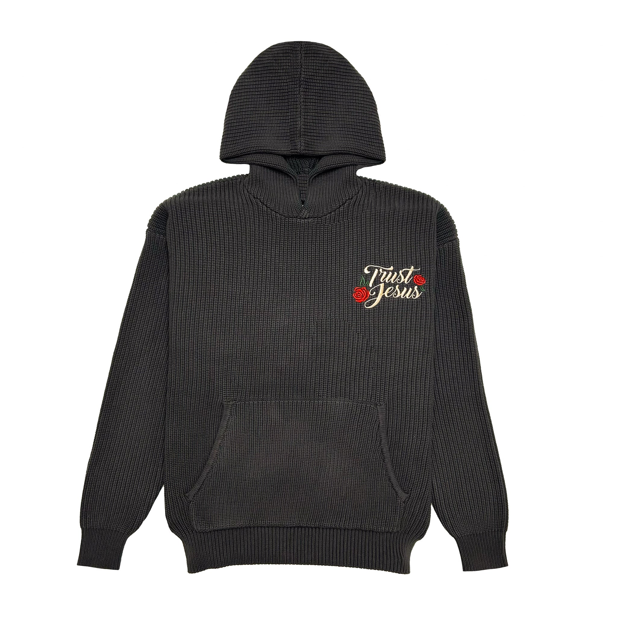 Chunky Knit Trust Jesus Hoodie