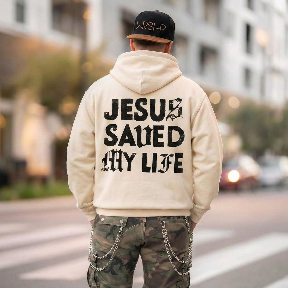 Jesus Saved My Life Hoodie-Cream
