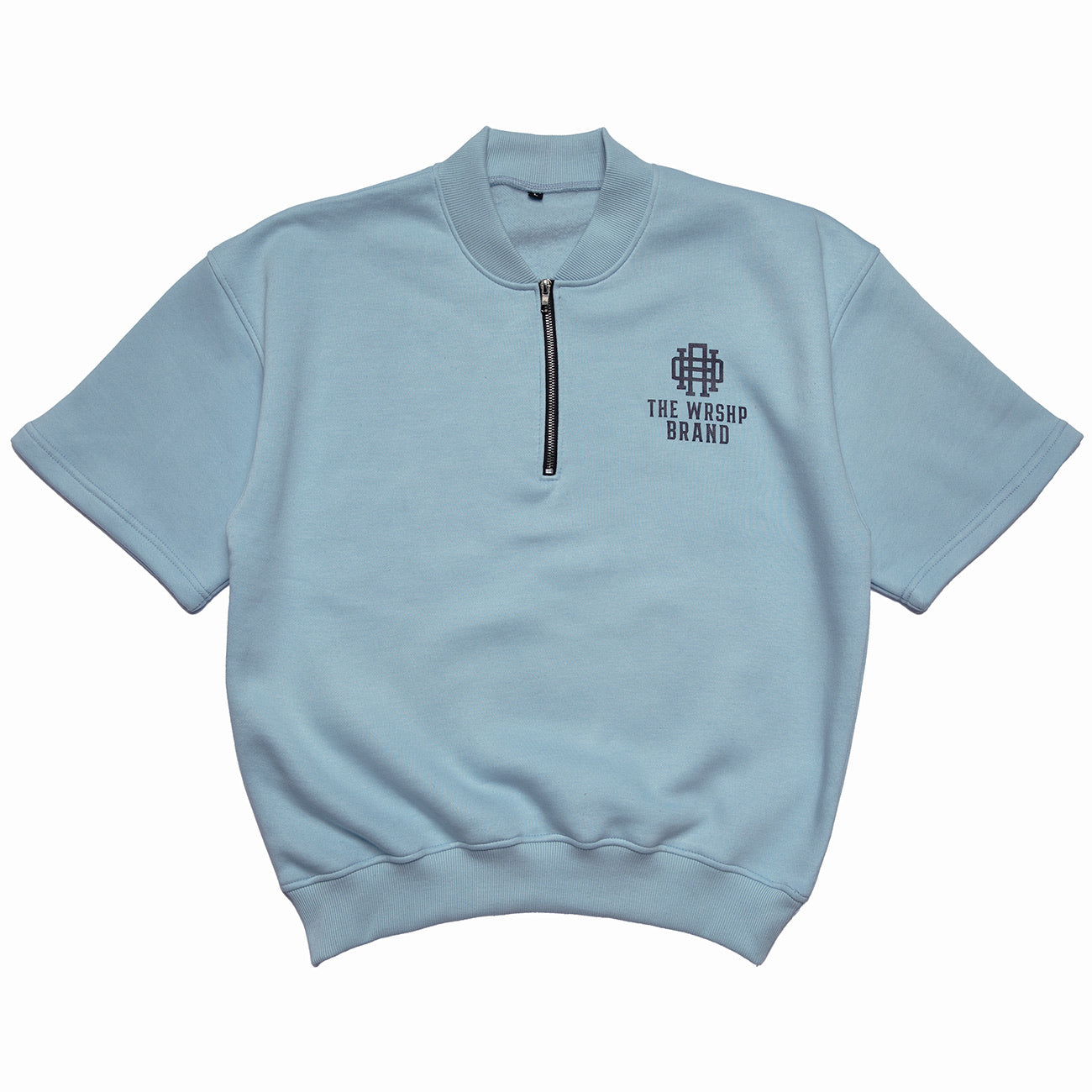 The WRSHP Brand Collar Top- Light Blue