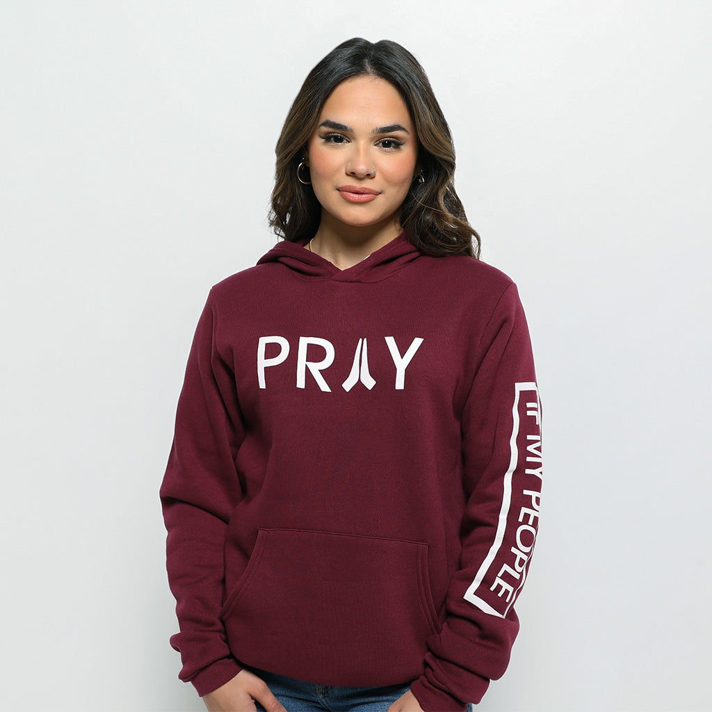 Pray Logo Hoodie -Maroon