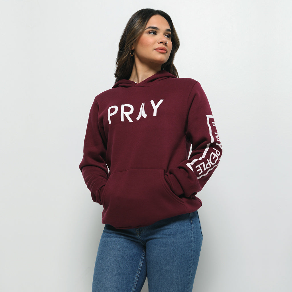 Pray Logo Hoodie -Maroon