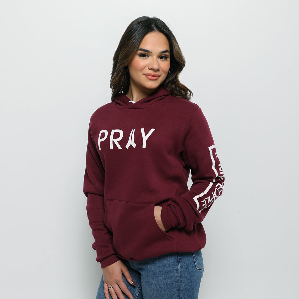 Pray Logo Hoodie -Maroon