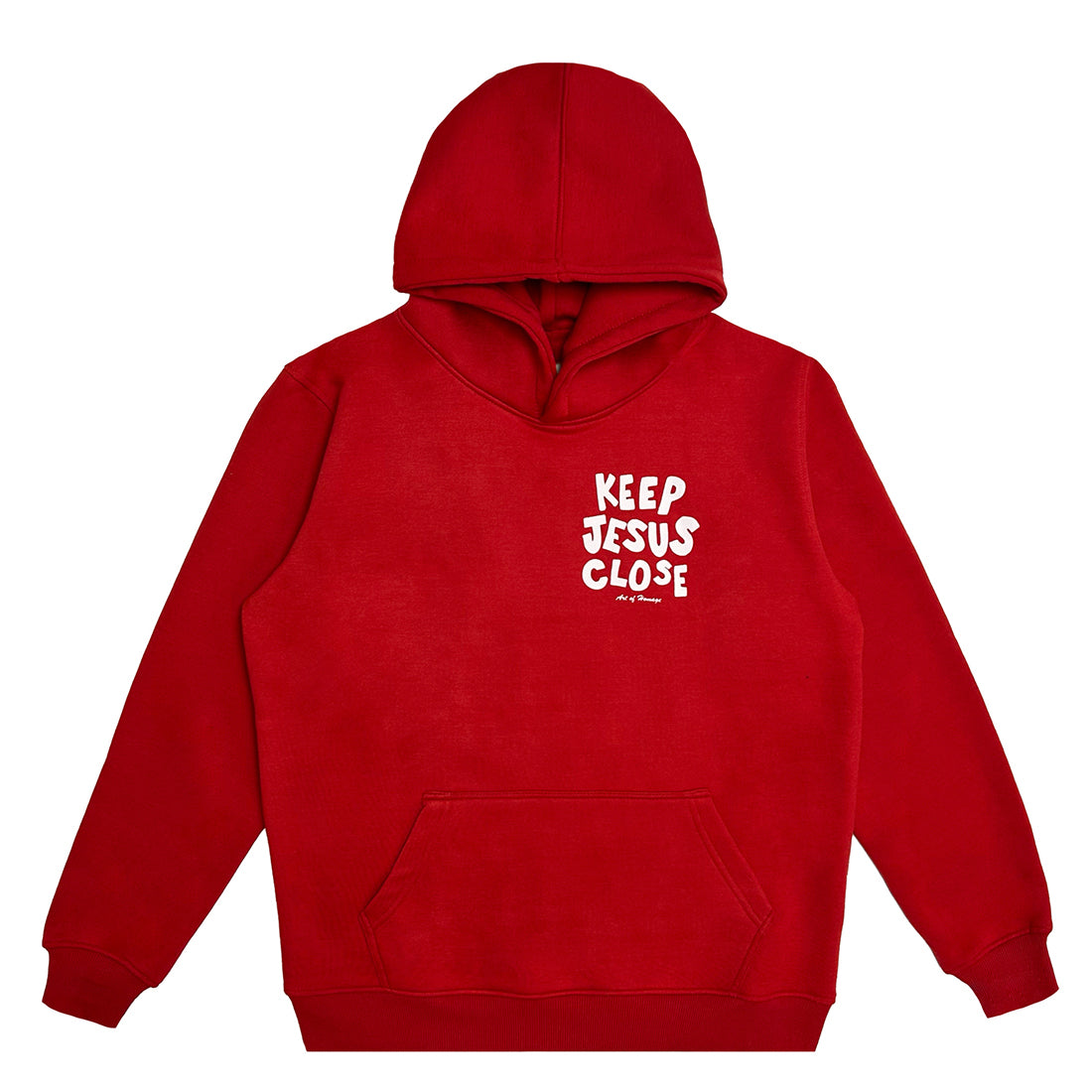 Keep Jesus Close Puff Print Hoodie-Red