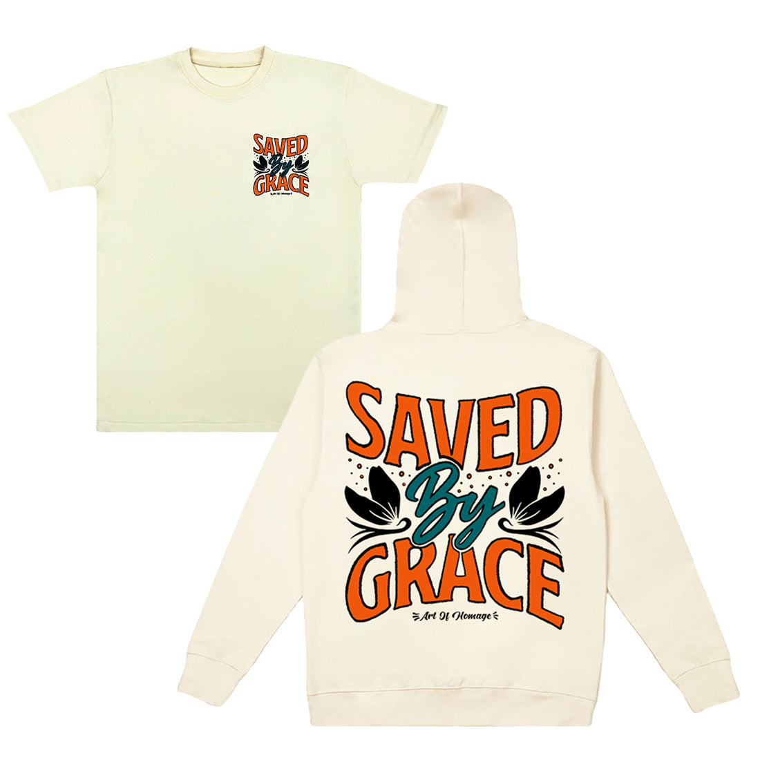 Saved By Grace Hoodie + FREE Tee - Cream