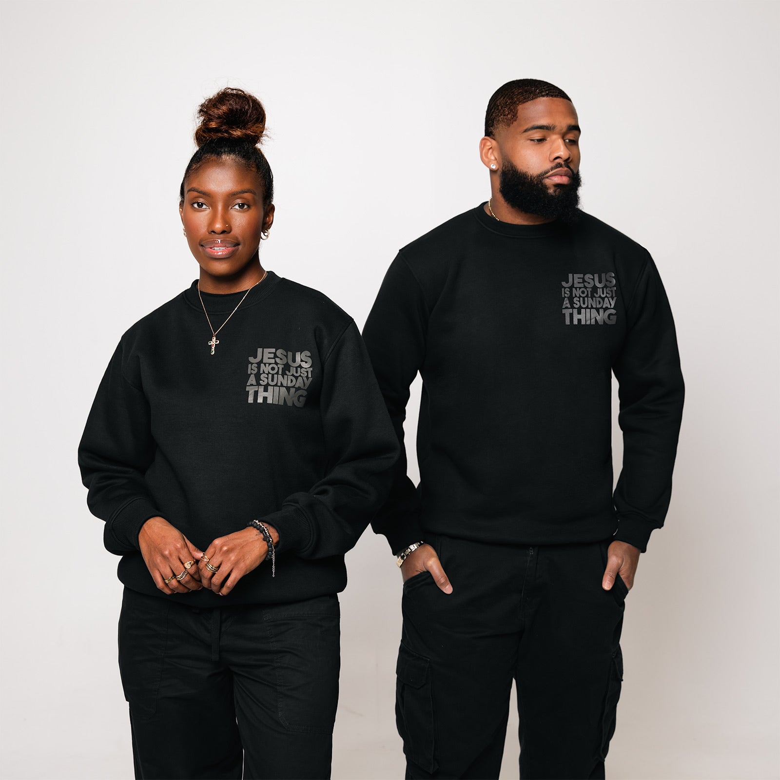 Jesus Is Not Just A Sunday Thing Crew-Black