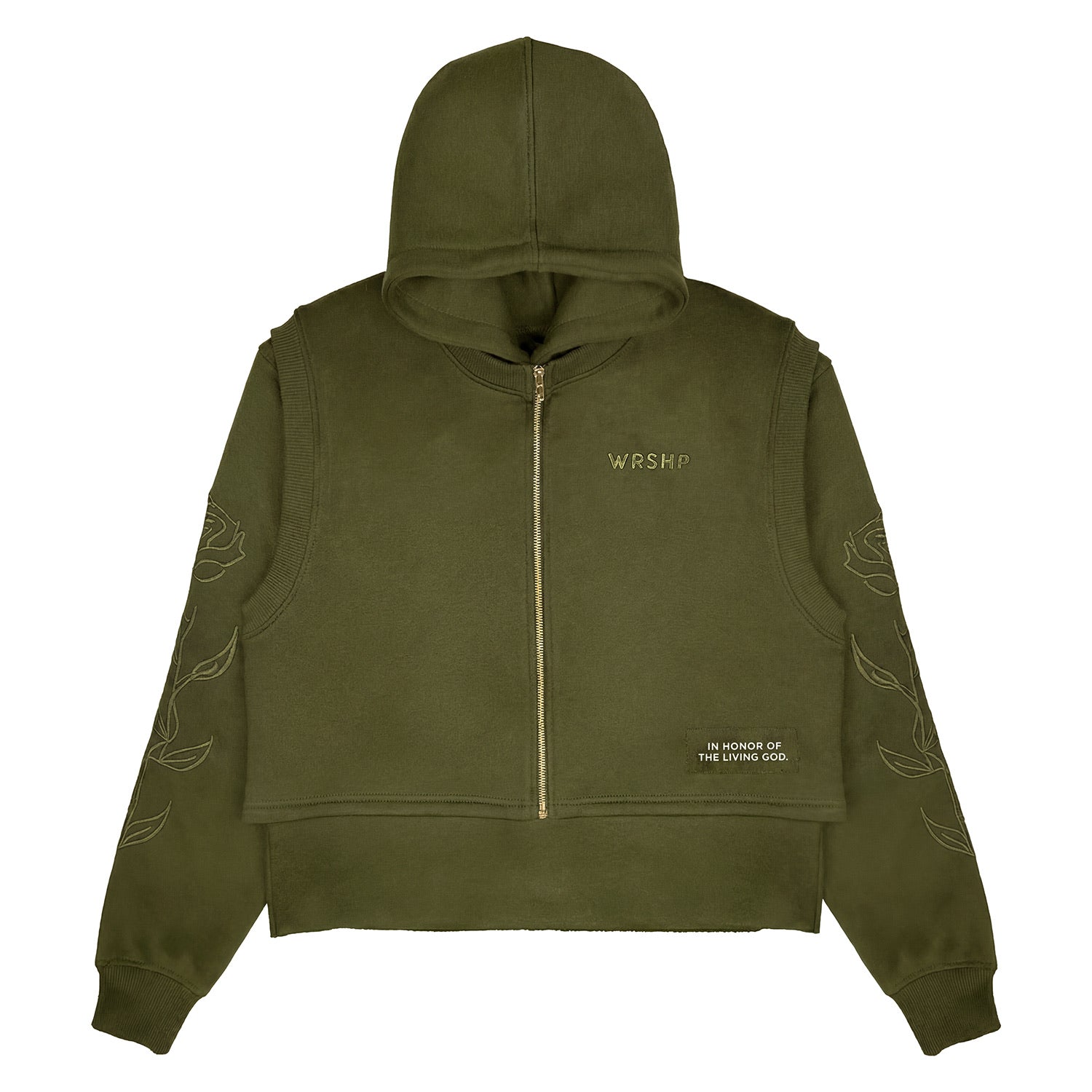 WRSHP Jesus Dual Layered Hoodie- Olive